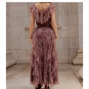 Joyfolie Mauve Lace Ruffle Dress